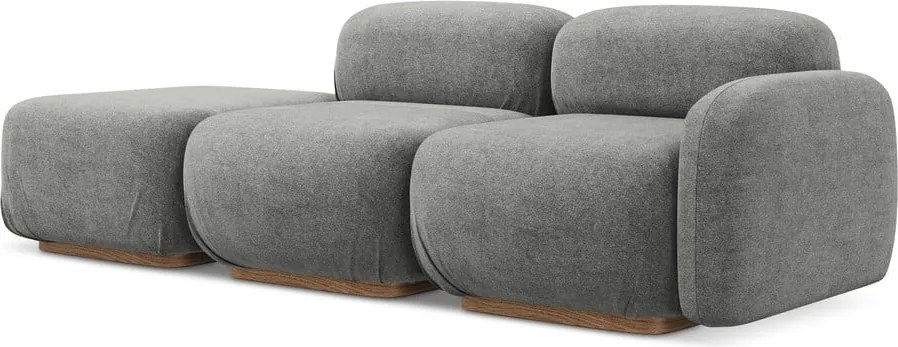 Chaise lounge componibile grigia (con penisola a sinistra) con rivestimento in bouclé Ailani – Makamii