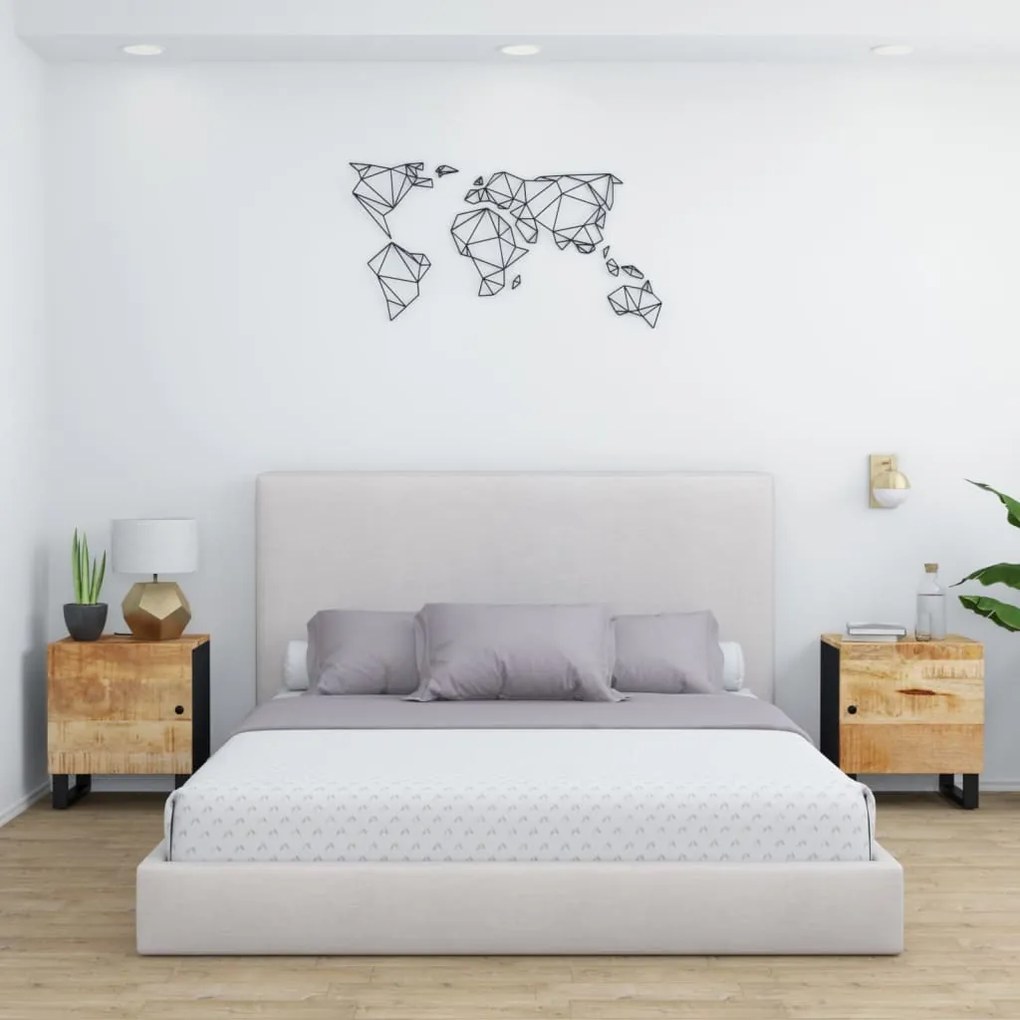 Comodini 2pz 40x33x46 Cm İn Legno Massello Di Mango /