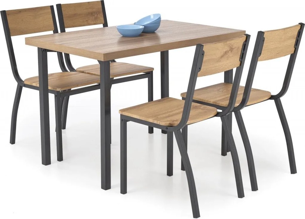 Set tavolo + 4 sedie Milton naturale/nero