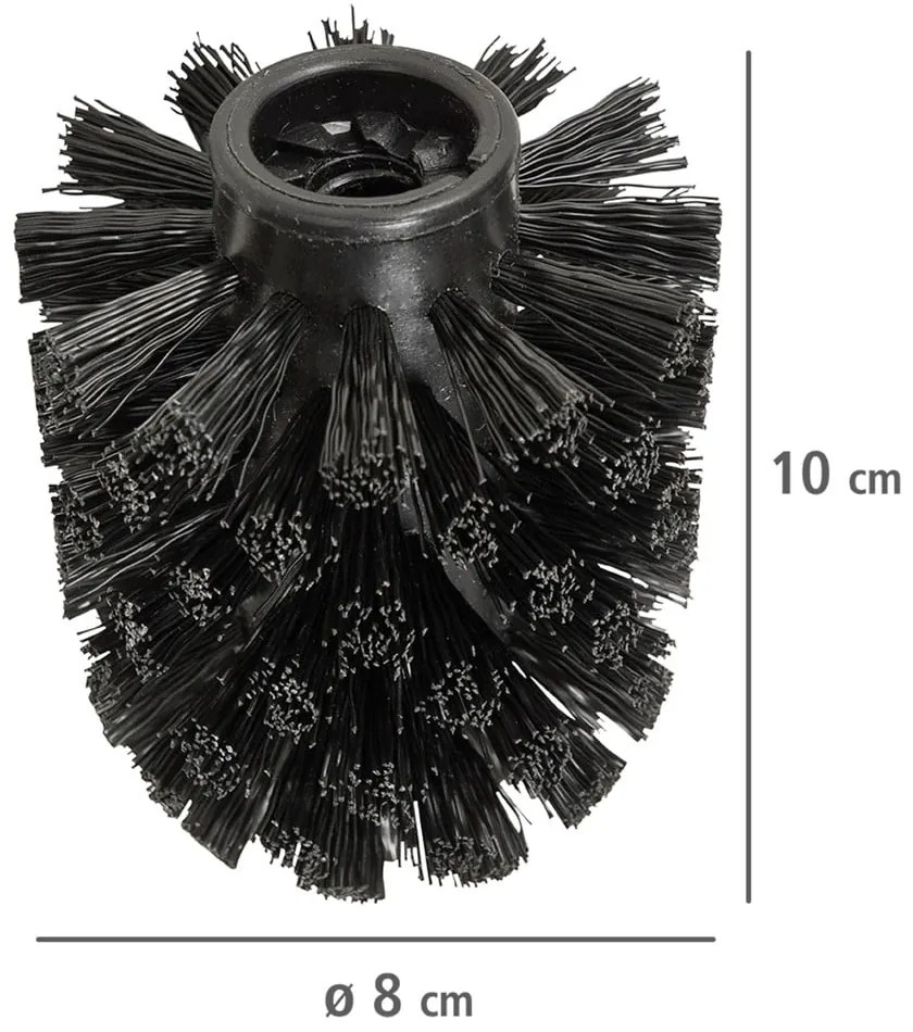 Teste per scopini da bagno in set nere in plastica con spazzola di ricambio 10 pz Ø8cm – Wenko