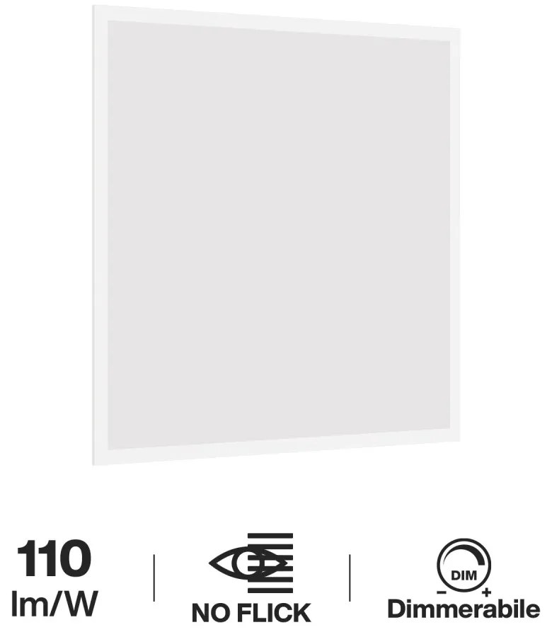 Pannello LED Incasso 60x60 40W IP40 110lm/W No Flickering - DIMMERABILE Colore  Bianco Caldo 2.700K