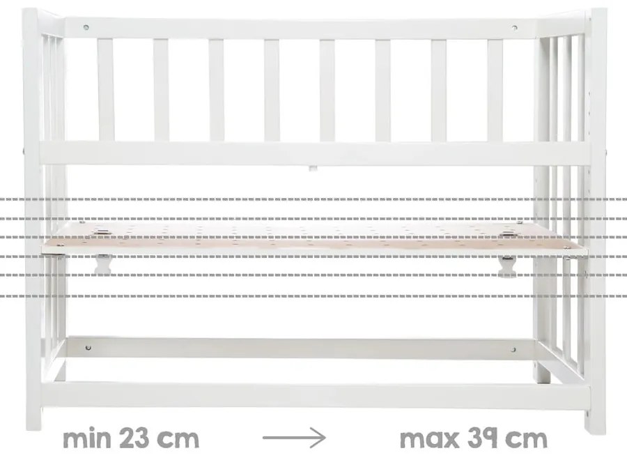 Culla bianca con contenitore e baldacchino 90x45 cm Indibär - Roba