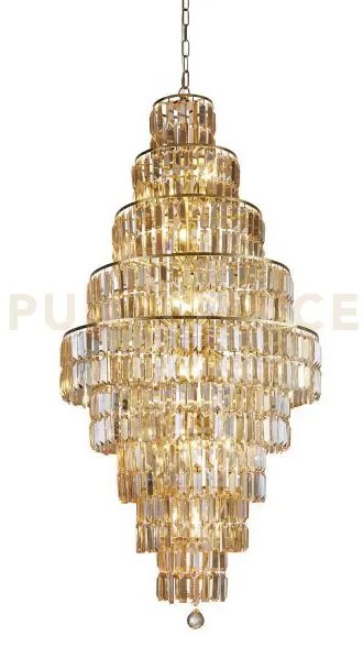 Lampadario empire 13lt - metallo ottone satinato e vetro champagne
