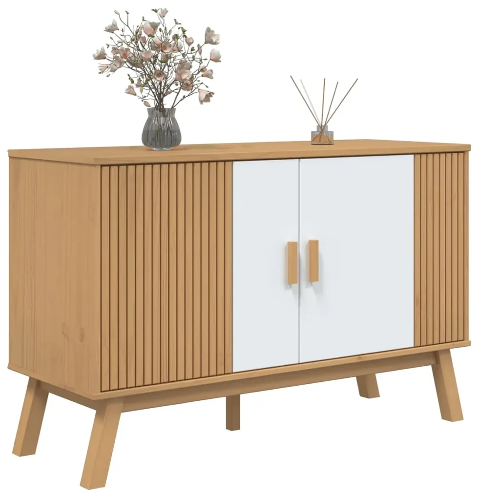 Credenza olden bianca e marrone 114x43x73,5 cm massello di pino