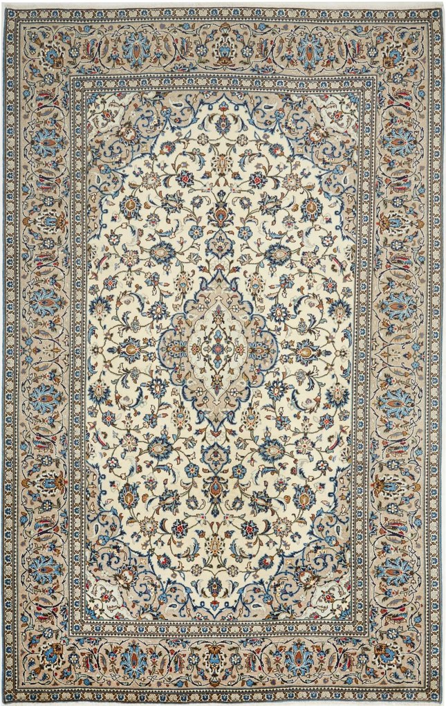 Kashan Tappeto 310x190 Beige (Iran) Annodato A Mano