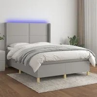 Letto a Molle Materasso e LED Grigio Chiaro 140x200 cm Tessutocod mxl 125057