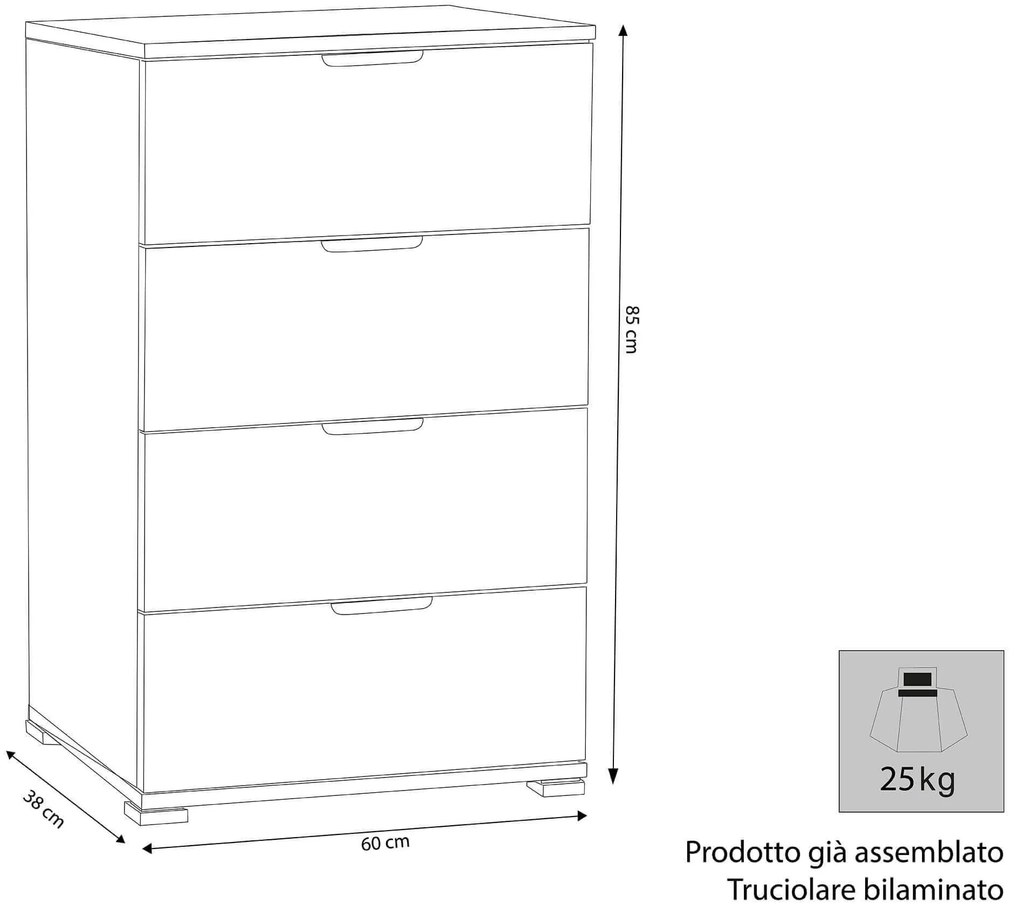 ALE - cassettiera 4 cassetti