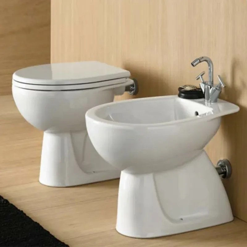 Copriwater Colibri 2 Bianco Pozzi Ginori in legno rivestito con cerniere
