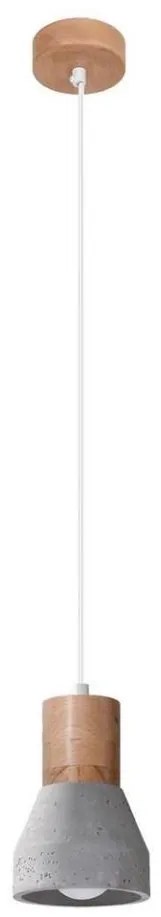 Sollux SL.0964 - Lampadario a sospensione con filo QUBIC 1xE27/60W/230V calcestruzzo/legno grigio