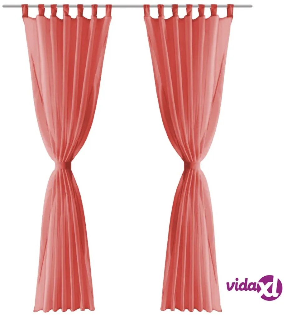 vidaXL 2 Pz Tende in Voile 140x245 cm Rosso