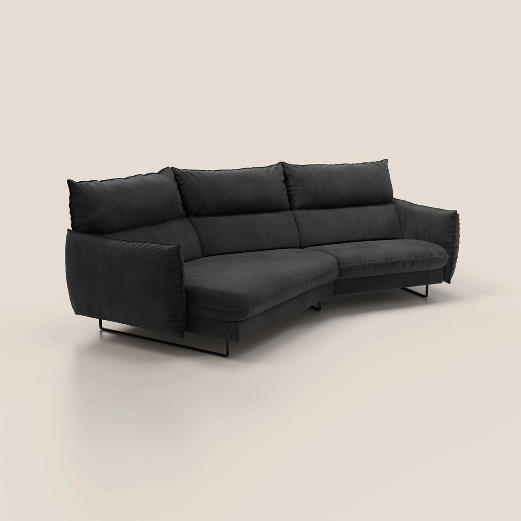 Monamour divano moderno angolare con opzione relax elettrico in microfibra smacchiabile impermeabile T11 nero