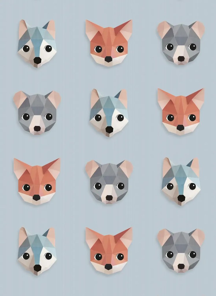 studio ditte Carta da parati Forest Animals Ice Blue - Forest Animals Ice Blue