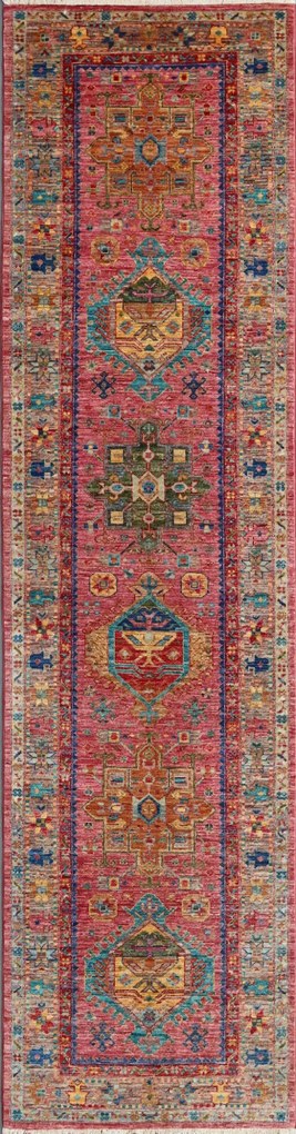 Samarkand Tappeto 300 x 80 Viola (Pakistan) Annodato A Mano