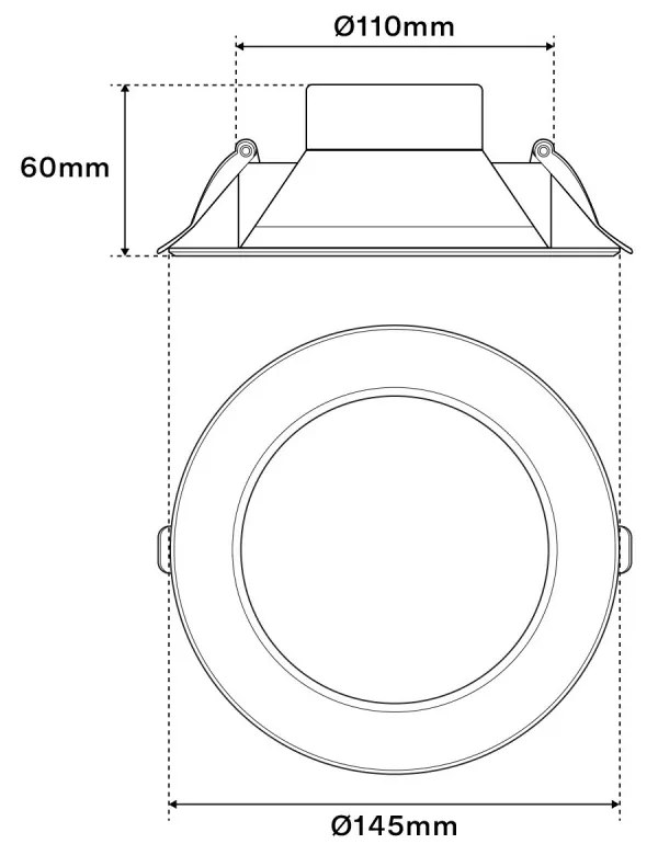 Faro da incasso 13W, Foro Ø110-130mm Bianco da 1.105lm Rotondo Colore Bianco Caldo 3.000K