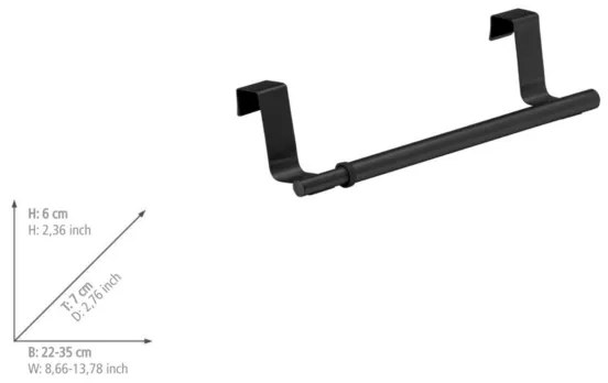 WENKO 53246100 - Porta asciugamani 7x6 cm acciaio inox/nero