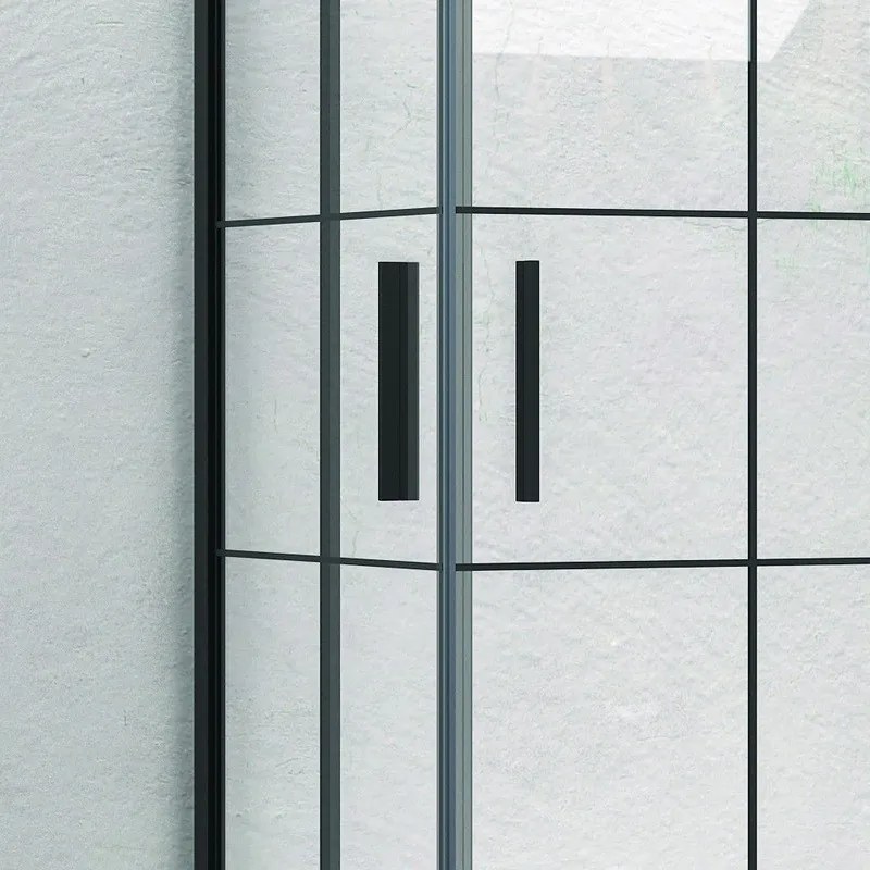Kamalu - Box doccia 70x70 telaio nero vetro quadrati neri NICO-B1000