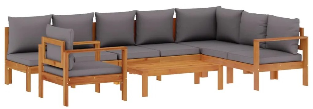 Set divano da giardino 6 pz con cuscini in massello di acacia