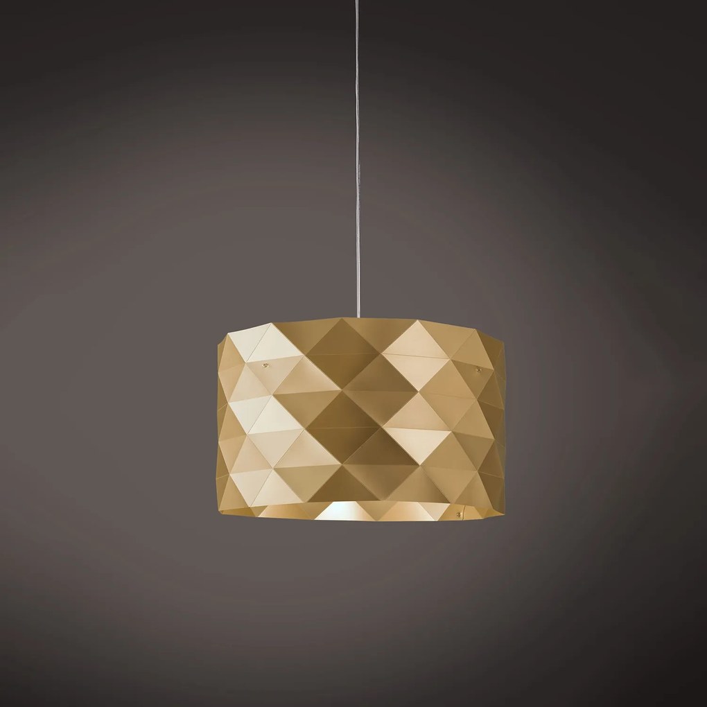 Lampadario Moderno Prisma Polilux ® New Gold E Metallo Cromo 3 Luci E27