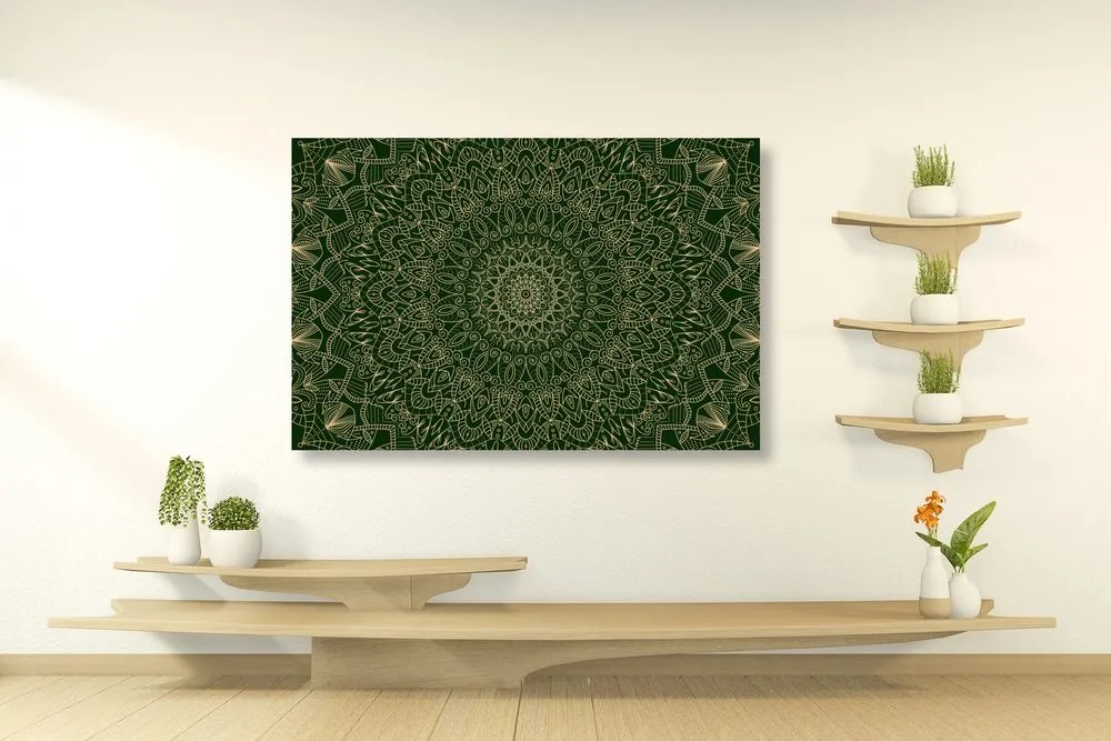 Stampa su tela – Mandala decorativa dettagliata in verde