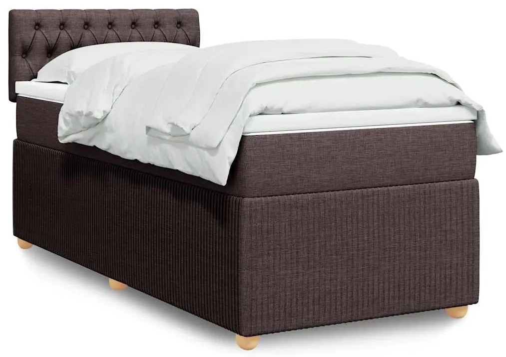Giroletto A Molle Con Materasso Marrone Scuro 80x200 Cm Tessuto /