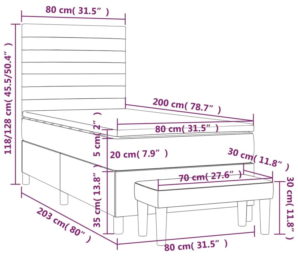 Giroletto a Molle con Materasso Blu 80x200 cm inTessuto