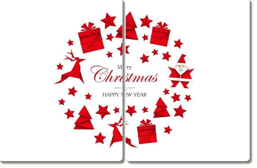 Tagliere in vetro Ornamenti per le vacanze di Natale 60x52 cm