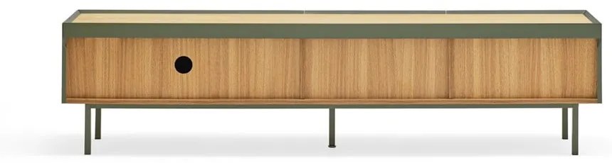 Tavolo TV in legno di rovere di colore verde-naturale 180x45 cm Arista - Teulat