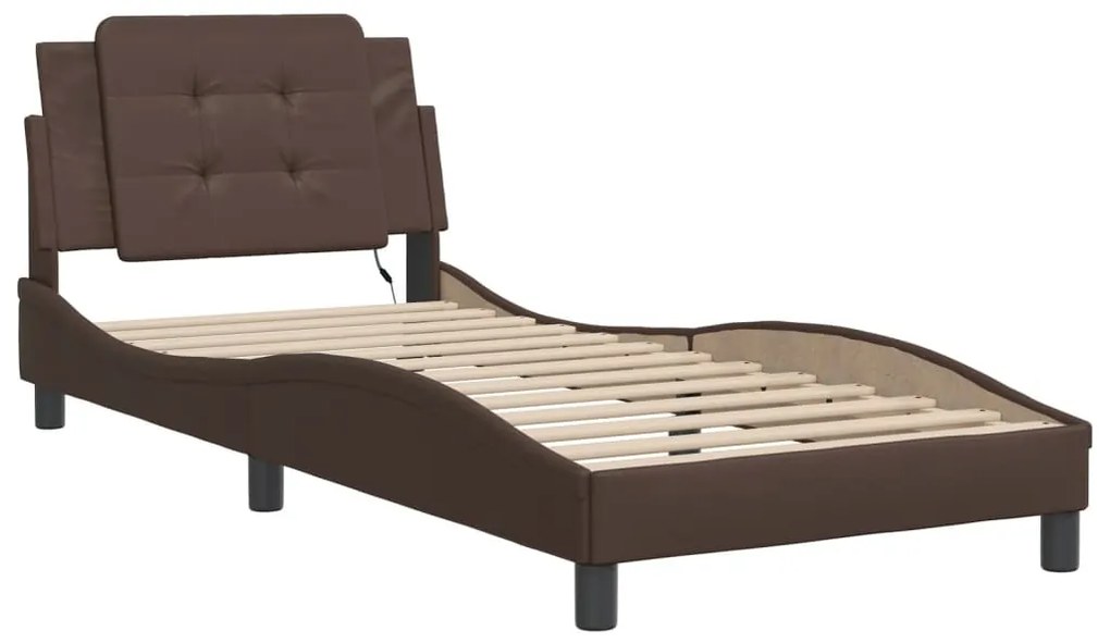 Giroletto con luci led marrone 90x200 cm in similpelle