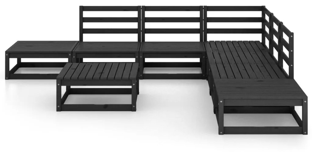 Set Divani da Giardino 8 pz Nero in Legno Massello di Pino