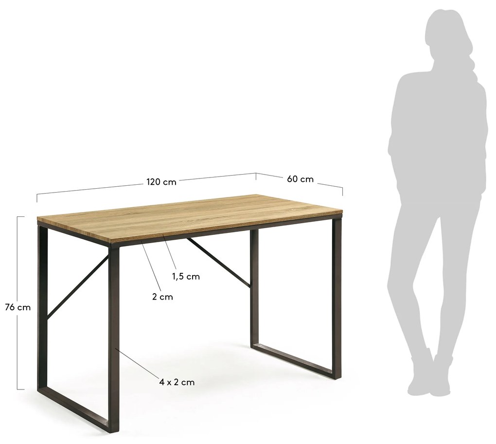 Kave Home - Scrivania rettangolare Talbot 120 x 60 cm nero