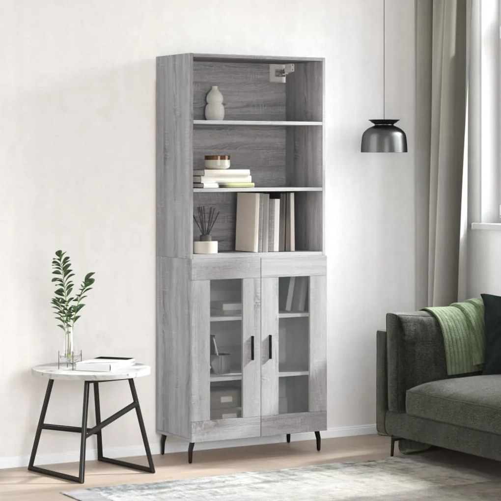 Credenza grigio sonoma 69,5x34x180 cm in legno multistrato