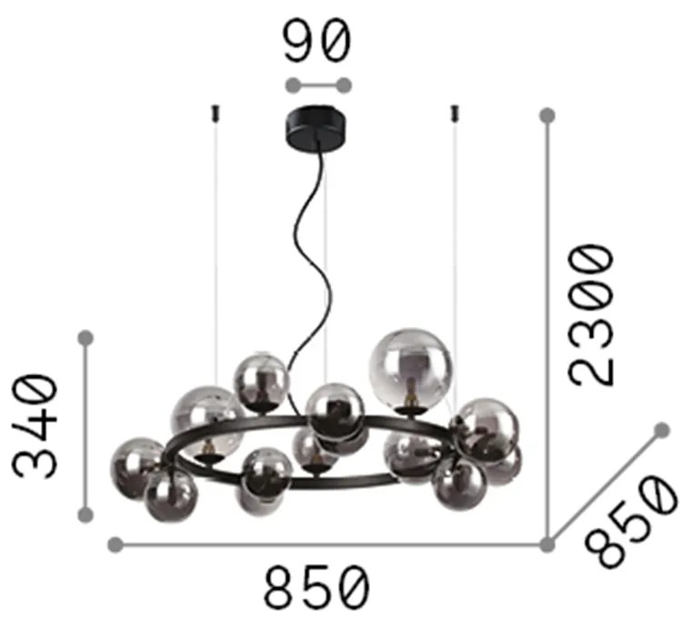 Sospensione Contemporanea Perlage Metallo Ottone 14 Luci G9 3W 3000K Luce Calda