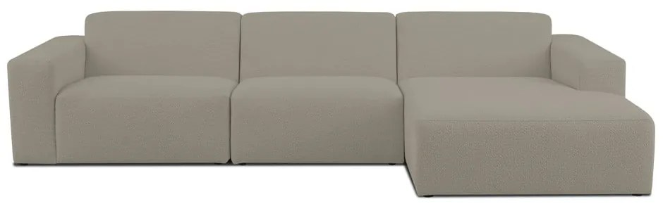 Divano angolare marrone chiaro in tessuto bouclé (angolo destro) Roxy - Scandic