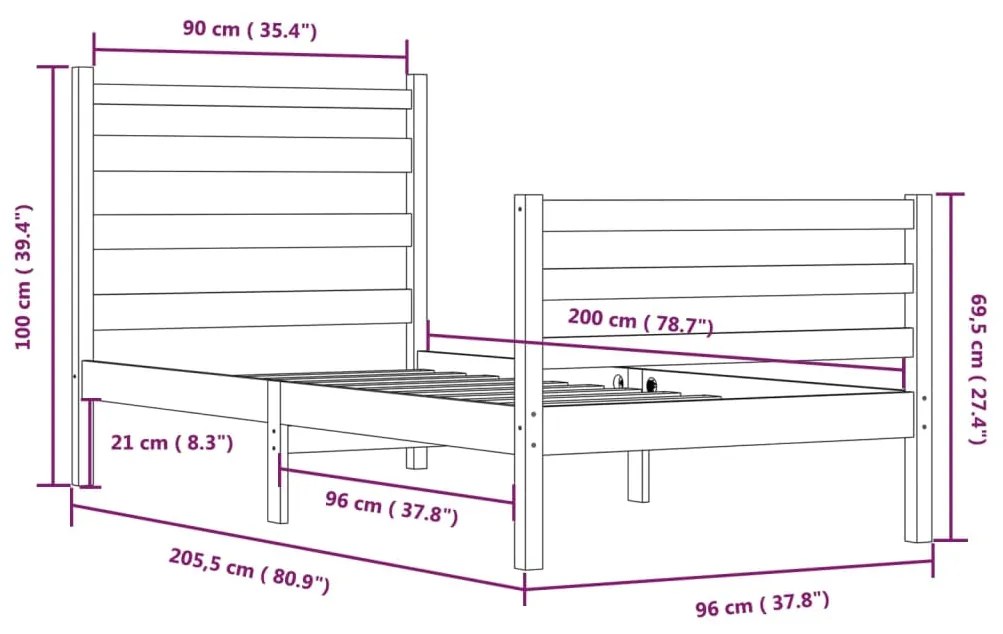 Giroletto in Legno Massello di Pino 90x200 cm Miele