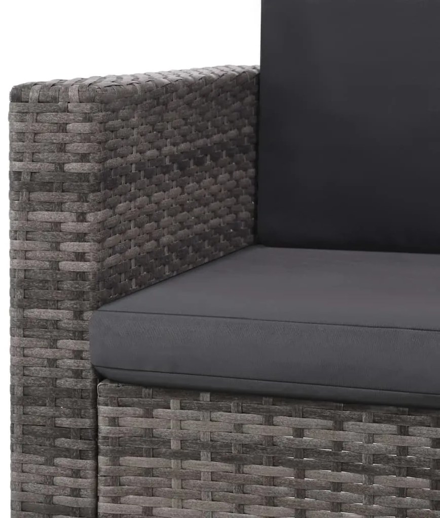 Set Divani da Giardino 2 pz con Cuscini in Polyrattan Grigio