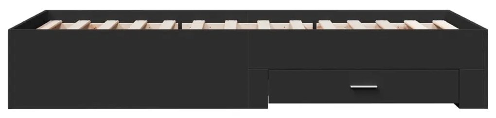 Giroletto con cassetti nero 90x200 cm in legno multistrato