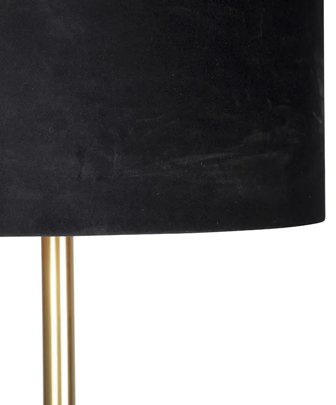 Lampada da terra classica ottone con paralume nero 40 cm - Simplo