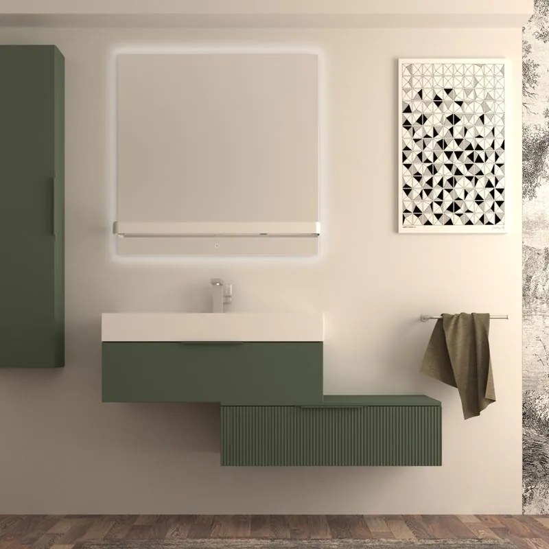 Armadietto bagno a terra Modula BADEN HAUS 1 cassetto P 45 x L 90 x H 27 cm verde opaco