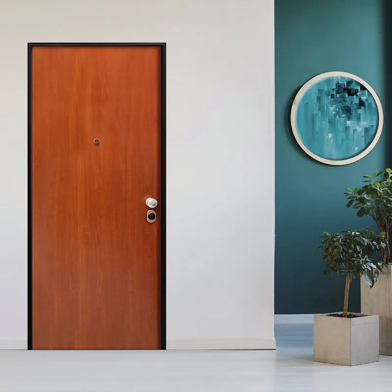 Porta blindata MASTER Tough L 80 x H 210 cm in melaminico noce/bianco, apertura spingere a sinistra, falso telaio incluso