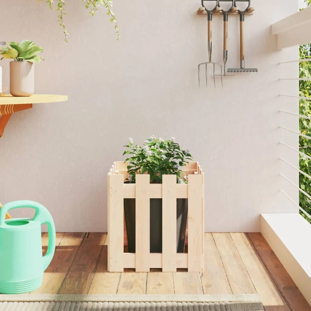 Fioriera Giardino Design A Recinzione 40x40x40 Cm Massello Pino /