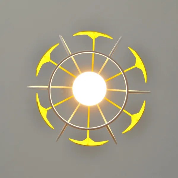 Lampadario a sospensione per bambini STARS 1xE27/15W/230V giallo/bianco