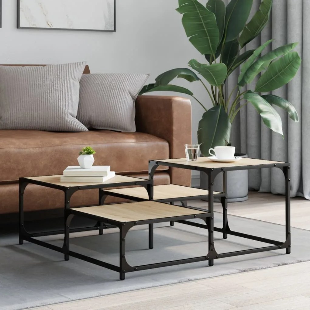 Tavolino salotto rovere sonoma 87,5x87,5x40cm legno multistrato