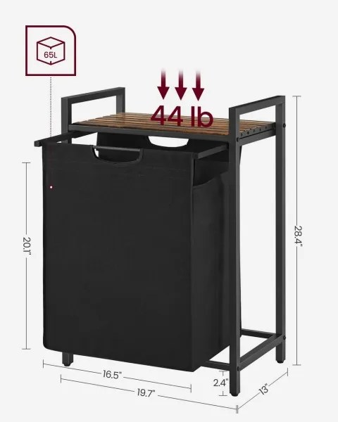 Cesto portabiancheria REX marrone/nero