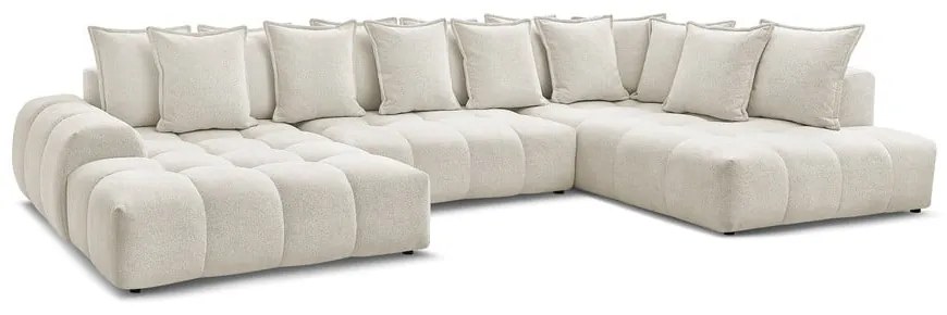 Divano angolare bianco allungabile e con contenitore (penisola a destra/a U) con rivestimento in ciniglia Everest – Bobochic Paris