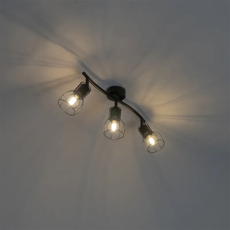 Faretto da soffitto moderno nero 63 cm 3 luci orientabili - Botu