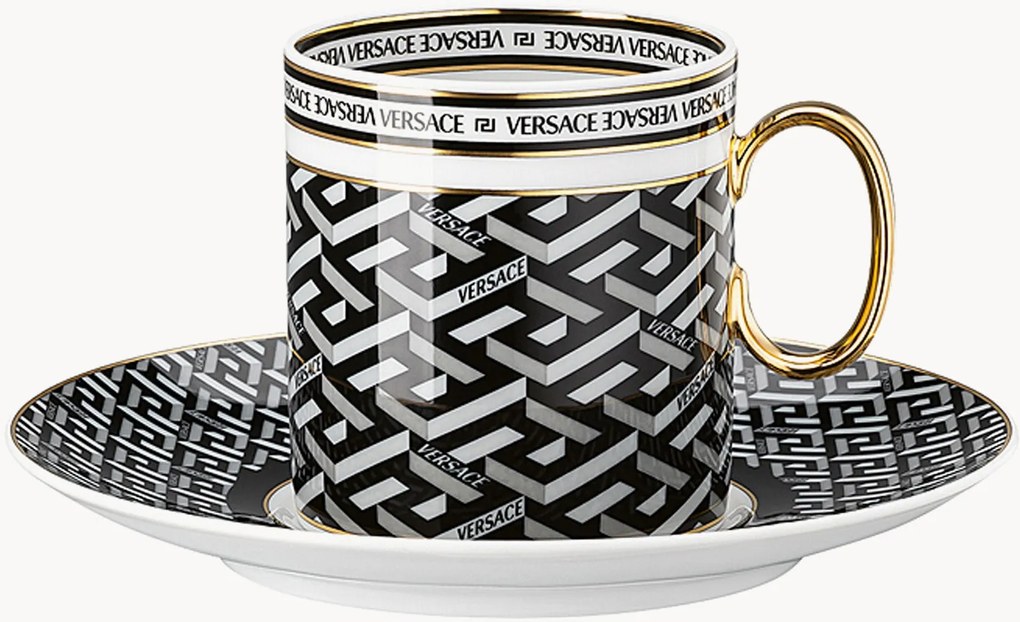 Tazza da caffè con piattino in porcellana La Greca Signature