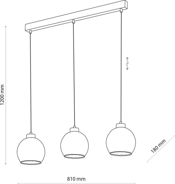 Lampadario LED a sospensione DEVI 3xE27/15W/230V nero/beige fumé