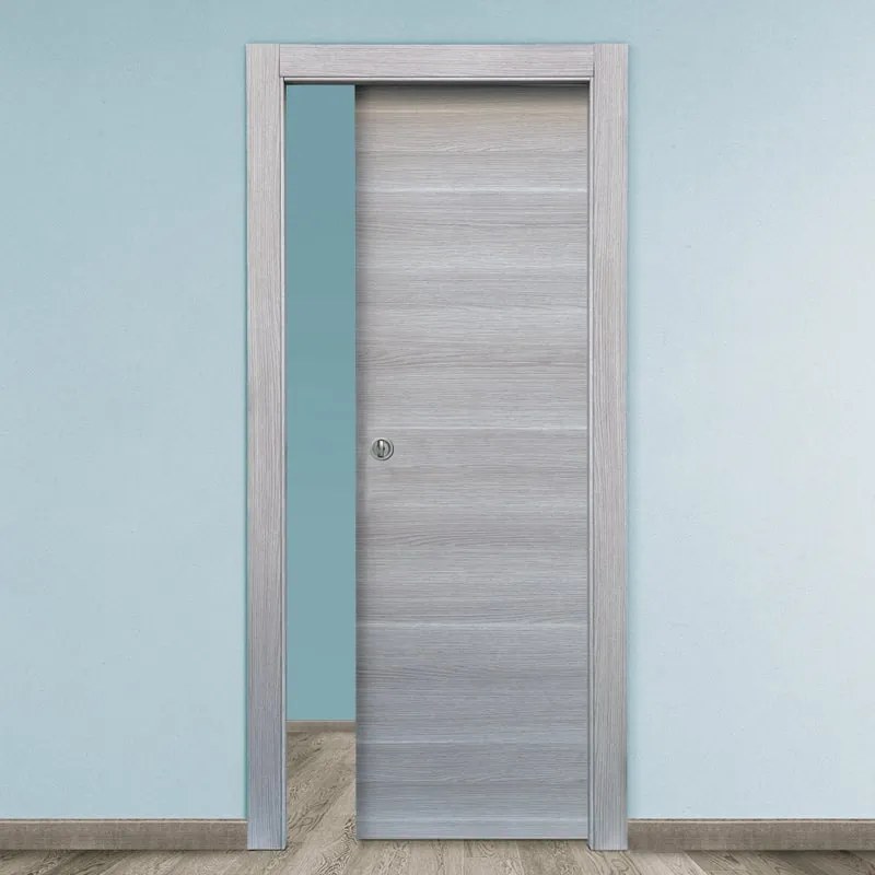 Porta scorrevole Corn rovere grigio L 90 x H 210 cm reversibile