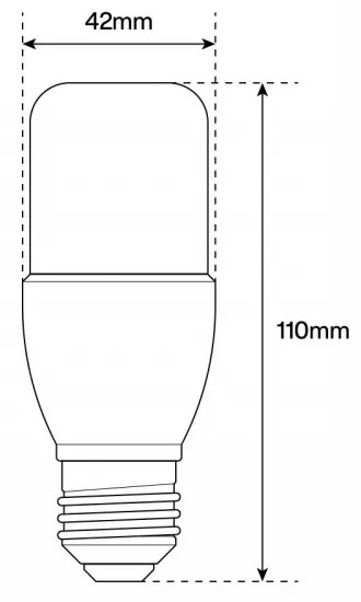 Lampada LED SOTTILE E27 9W, T37, 100lm/W Colore  Bianco Caldo 2.700K