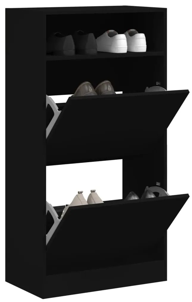 Scarpiera Nera 60x34x116 Cm İn Legno Multistrato /